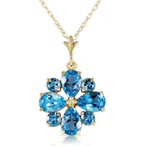 2.43 Carat 14K Solid Yellow Gold Beauvoire Blue Topaz Necklace