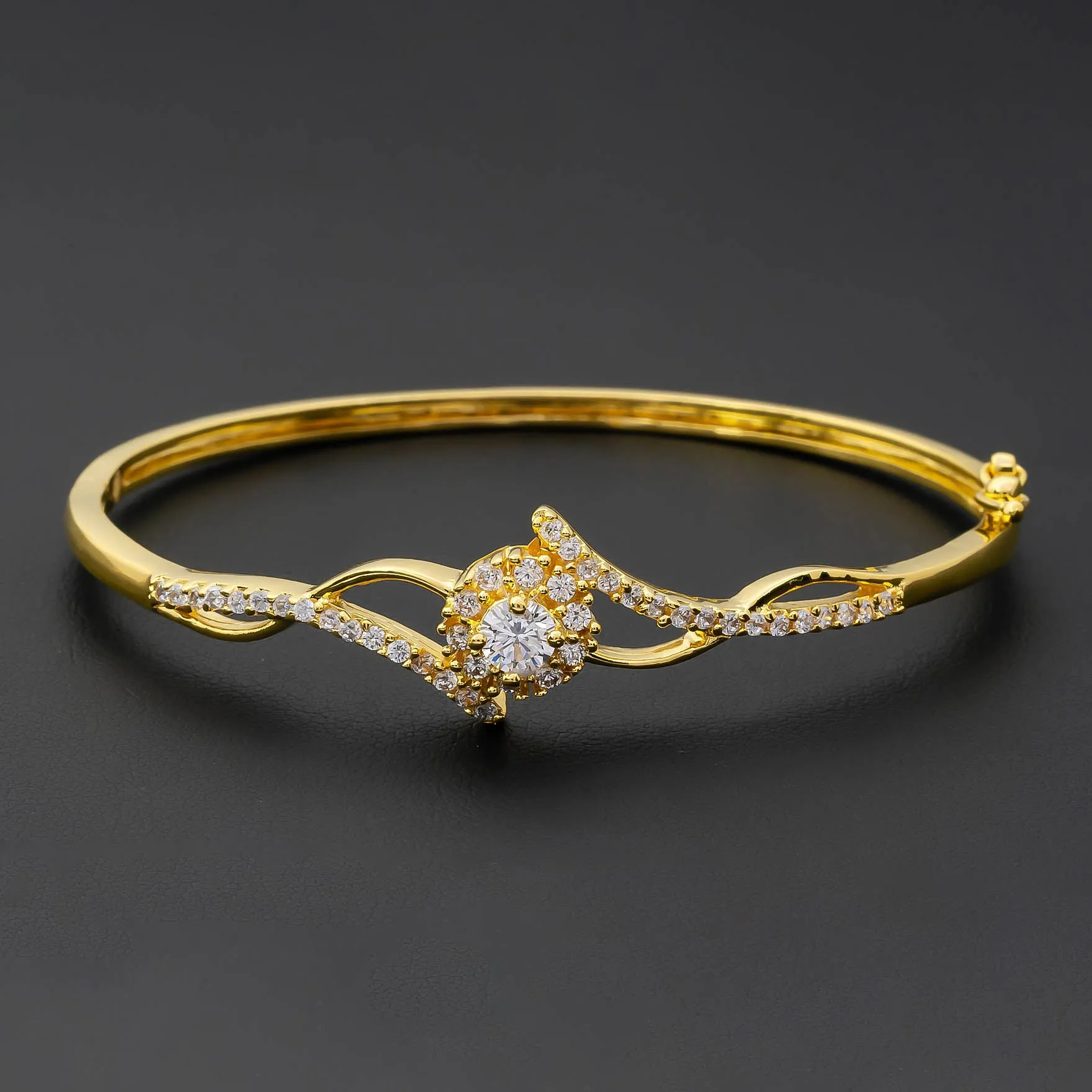 24ct Heavy Gold Plated Stone Bangle  PSBRB30W-081