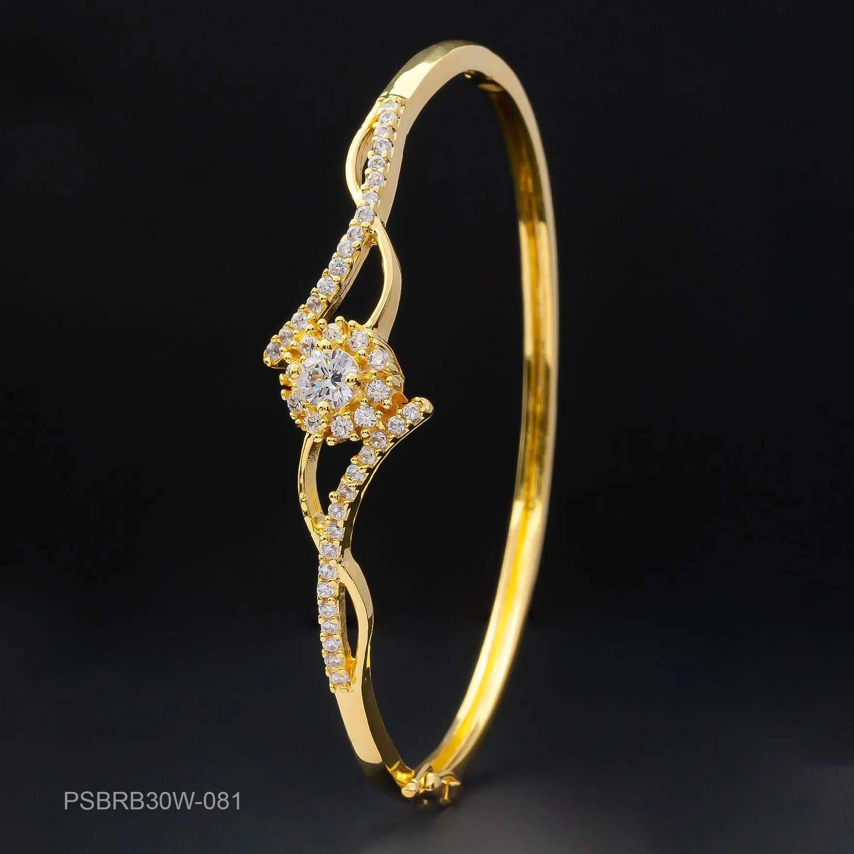 24ct Heavy Gold Plated Stone Bangle  PSBRB30W-081