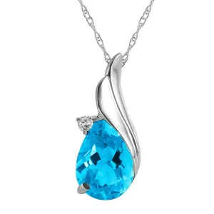 2.53 Carat 14K Solid White Gold Necklace Diamond Blue Topaz