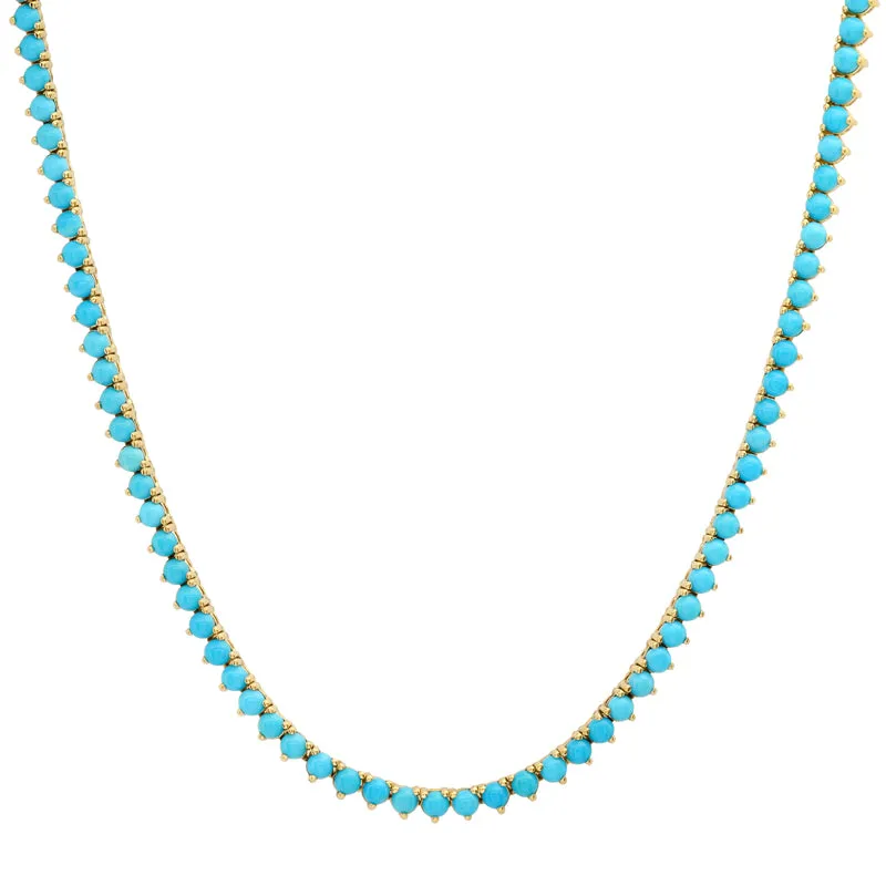 3-Prong Turquoise Tennis Necklace