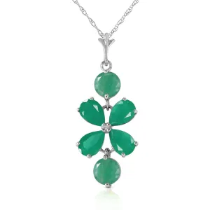 3.15 Carat 14K Solid White Gold Delicate Leaf Emerald Necklace