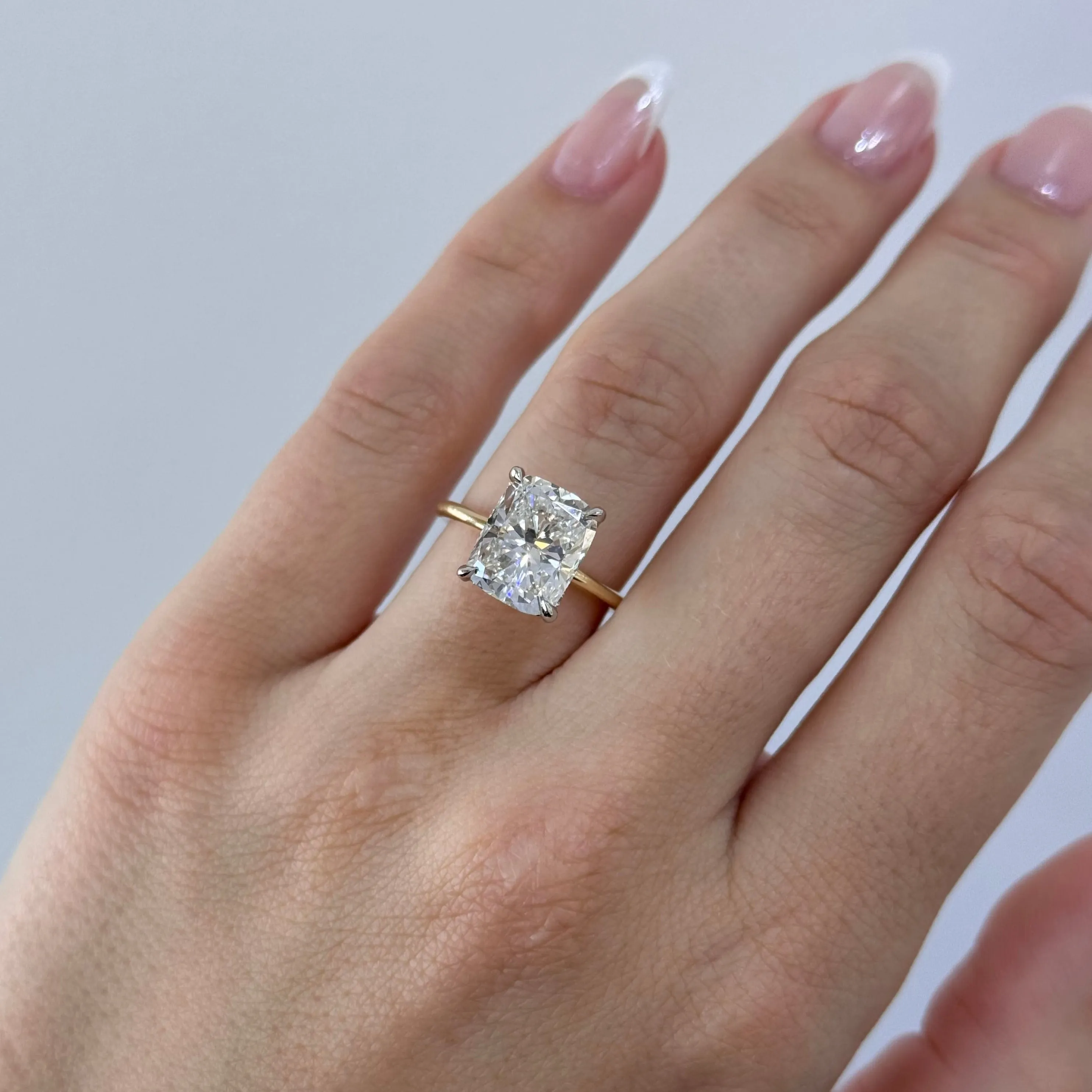 4.52 Carat Lab Cushion Engagement Ring with Hidden Halo | Engagement Ring Wednesday