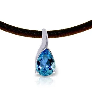 4.7 Carat 14K Solid White Gold Love Review Blue Topaz Necklace