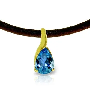 4.7 Carat 14K Solid Yellow Gold Admiration Blue Topaz Diamond Necklace