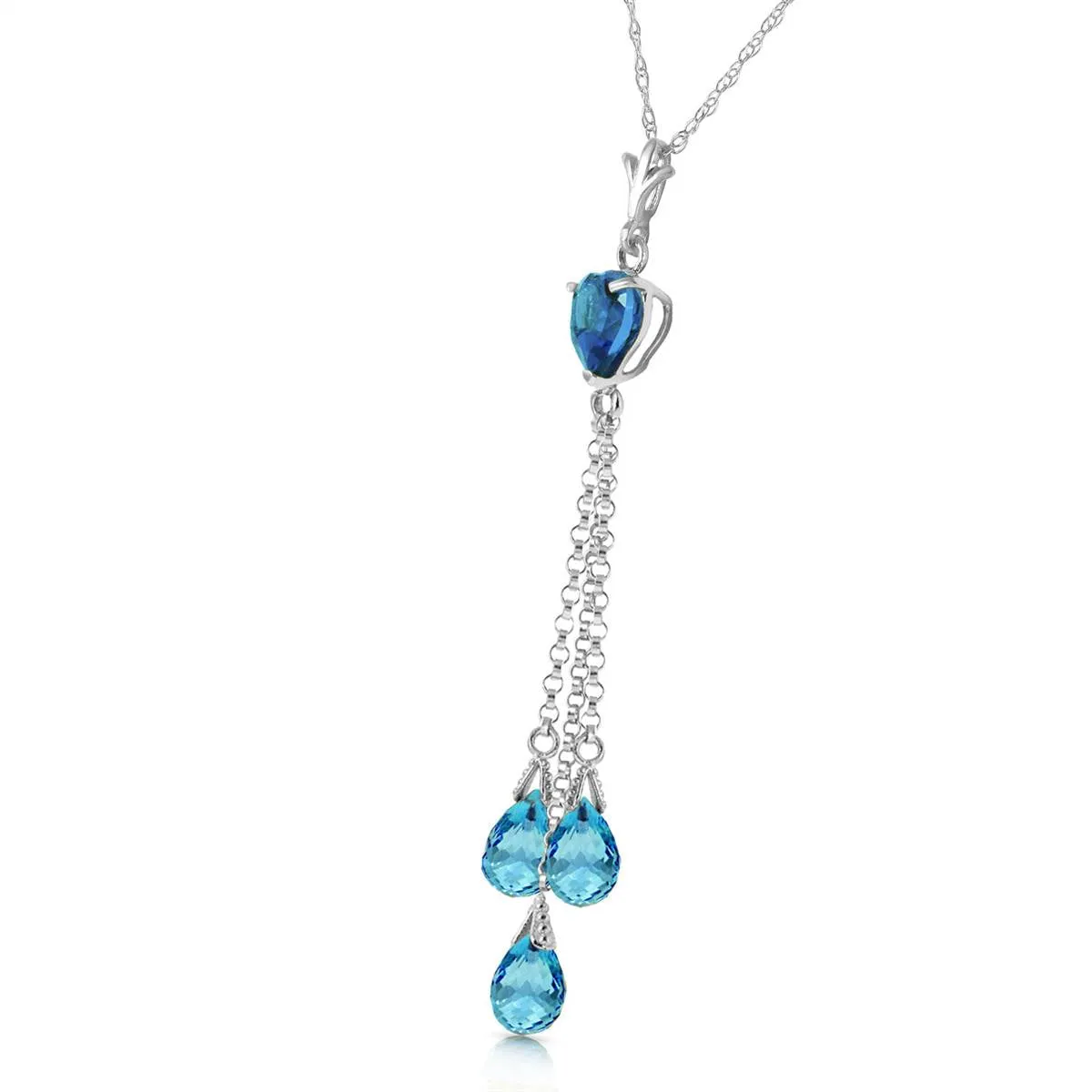 4.75 Carat 14K Solid White Gold The Wanderer Blue Topaz Necklace