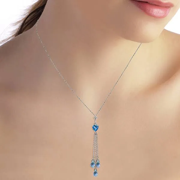 4.75 Carat 14K Solid White Gold The Wanderer Blue Topaz Necklace