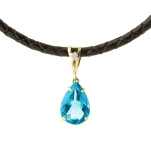 6.01 Carat 14K Solid Yellow Gold Magnitude Blue Topaz Diamond Necklace