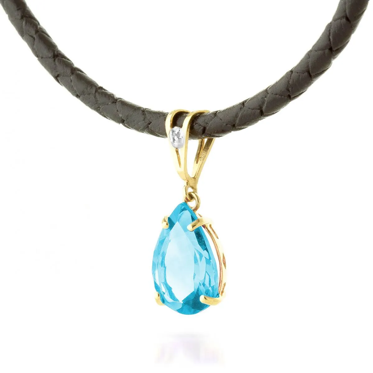 6.01 Carat 14K Solid Yellow Gold Magnitude Blue Topaz Diamond Necklace