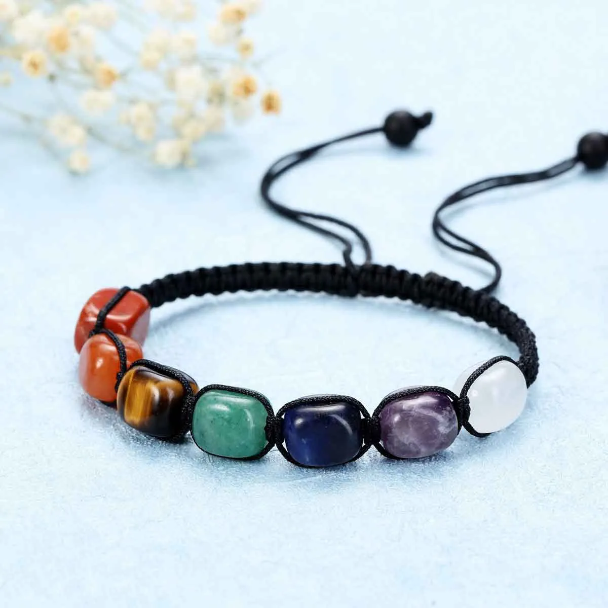 7 Chakra Crystals Stretch Bracelet | Jovivi