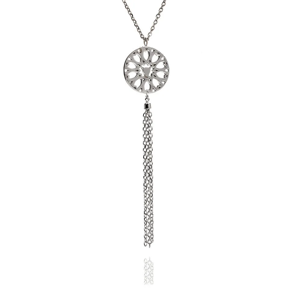 70% DISCOUNT  Ladies 925 Sterling Silver Circular Filigree Jaguar Tassel Necklace As Worn By X Factor Presenter Pips Taylor