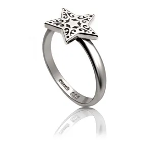 75%   DISCOUNT  Dainty Ladies'/ Girls  925 Sterling Silver  Filigree Star Charm  Ring