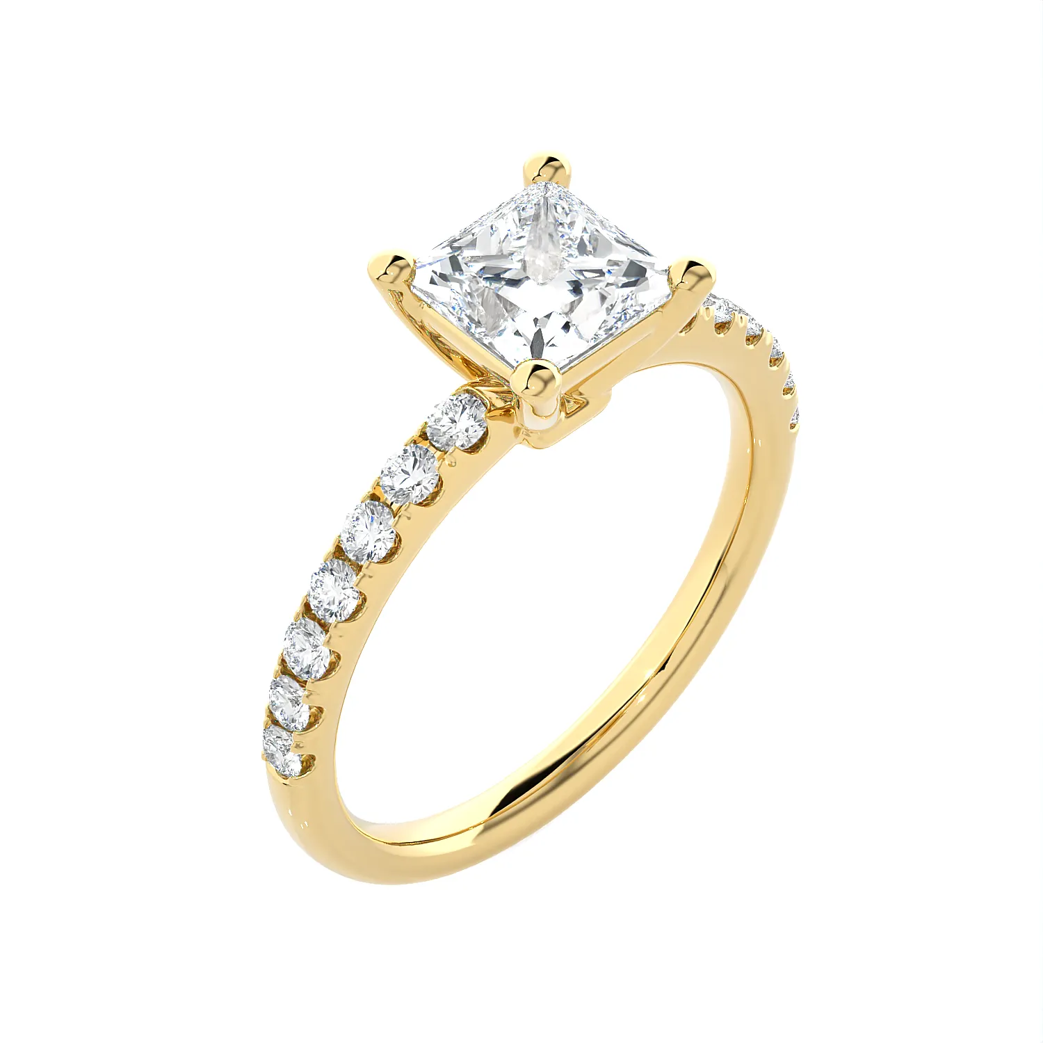 7/8 ctw Princess-Cut Lab Grown Diamond Side Stone Engagement Ring