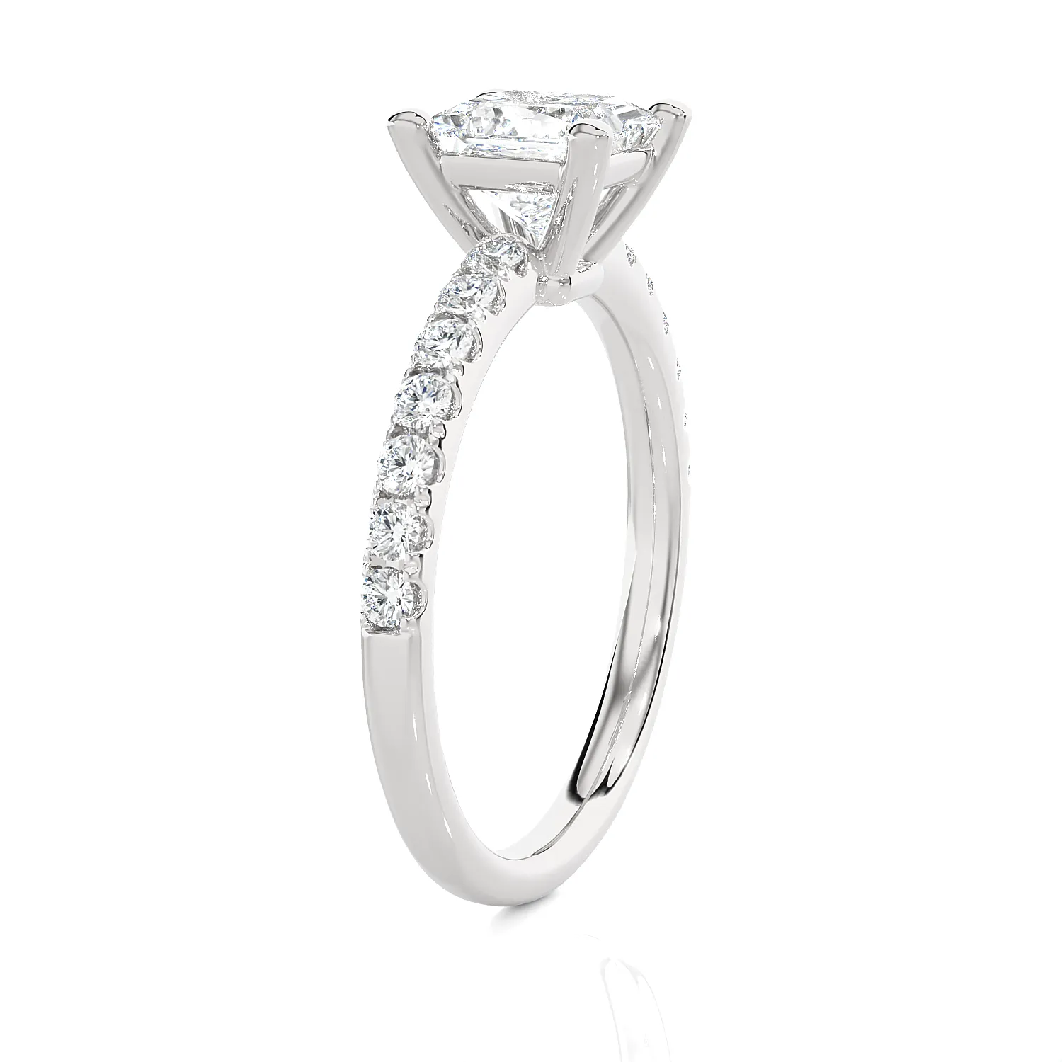 7/8 ctw Princess-Cut Lab Grown Diamond Side Stone Engagement Ring