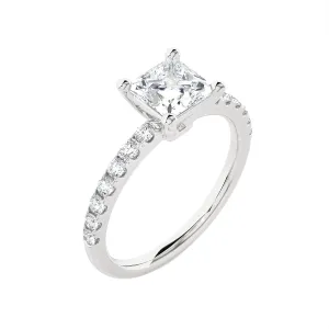 7/8 ctw Princess-Cut Lab Grown Diamond Side Stone Engagement Ring