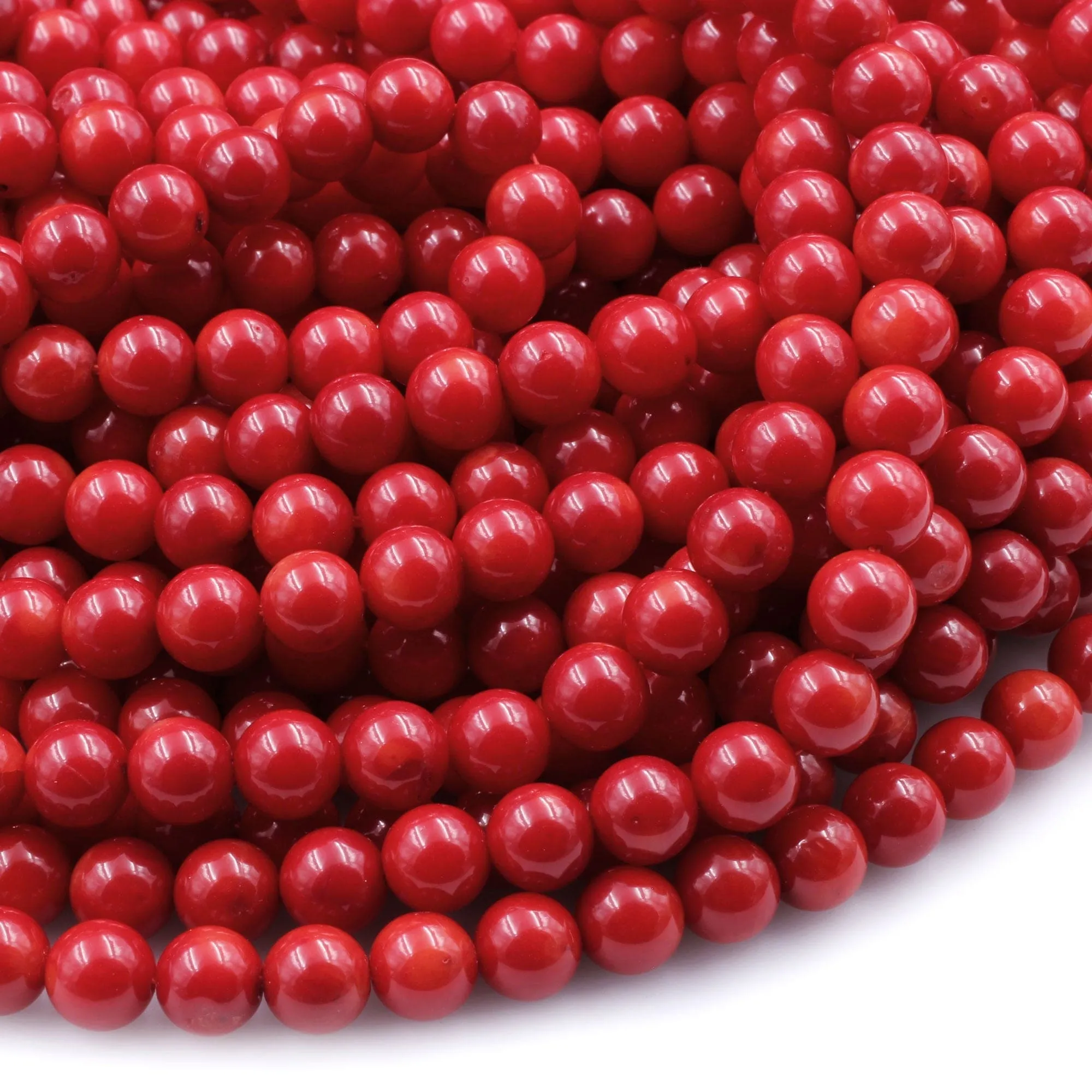 AAA Genuine Red Bamboo Coral Smooth Round Beads 2mm 3mm 4mm 5mm 6mm 7mm 8mm 15.5" Strand