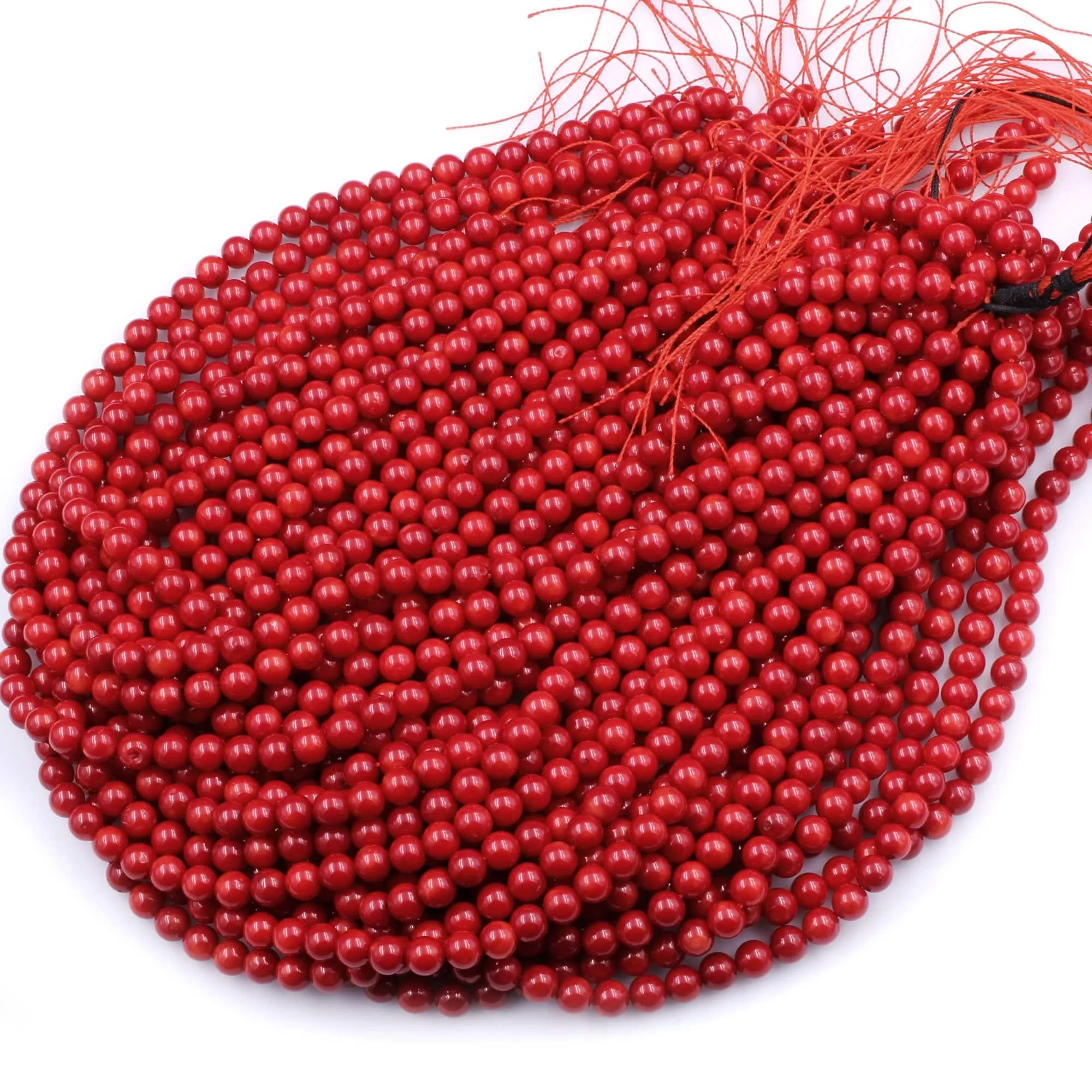 AAA Genuine Red Bamboo Coral Smooth Round Beads 2mm 3mm 4mm 5mm 6mm 7mm 8mm 15.5" Strand