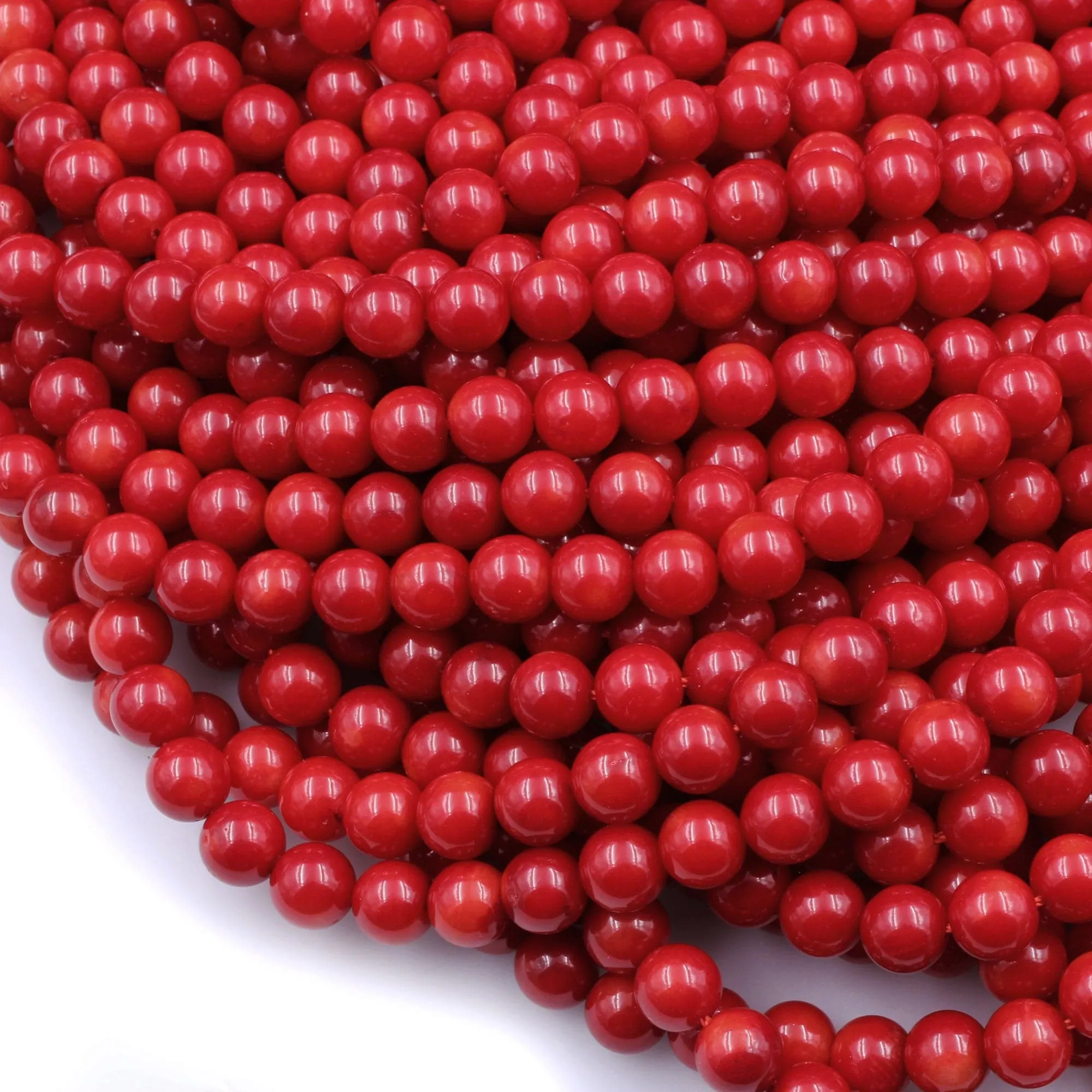 AAA Genuine Red Bamboo Coral Smooth Round Beads 2mm 3mm 4mm 5mm 6mm 7mm 8mm 15.5" Strand