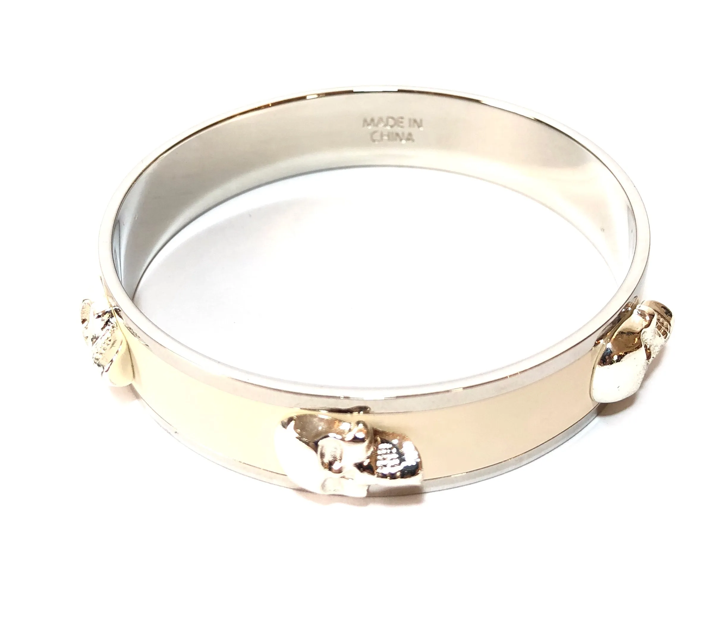 Alexander McQueen White 3D Enamel Skull Bangle | Brand New |