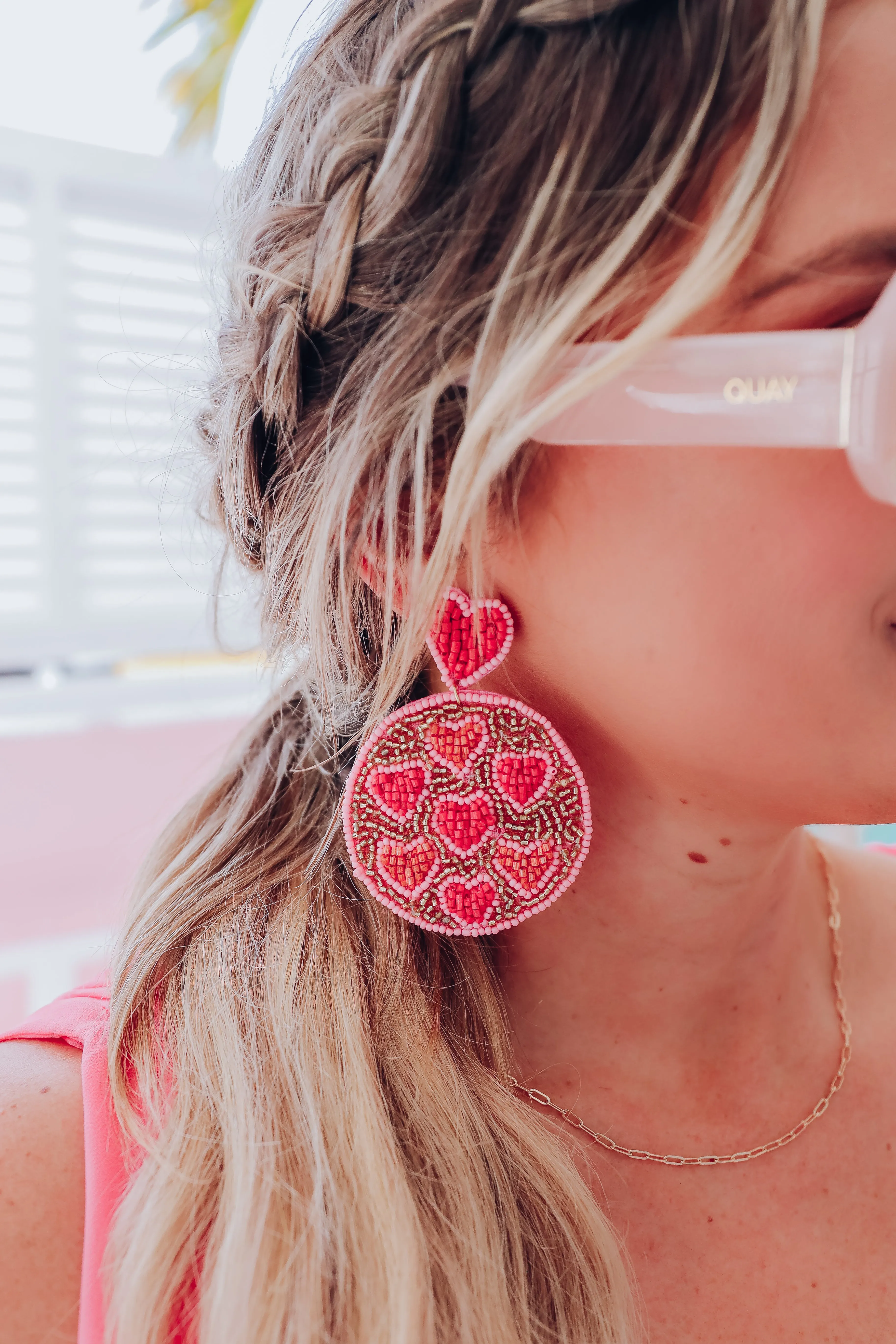 All the Love Beaded Earrings - Pink