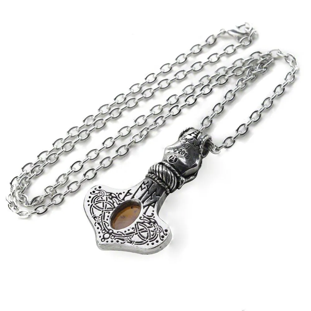 Amber Dragon Thorhammer Viking Pendant by Alchemy Gothic