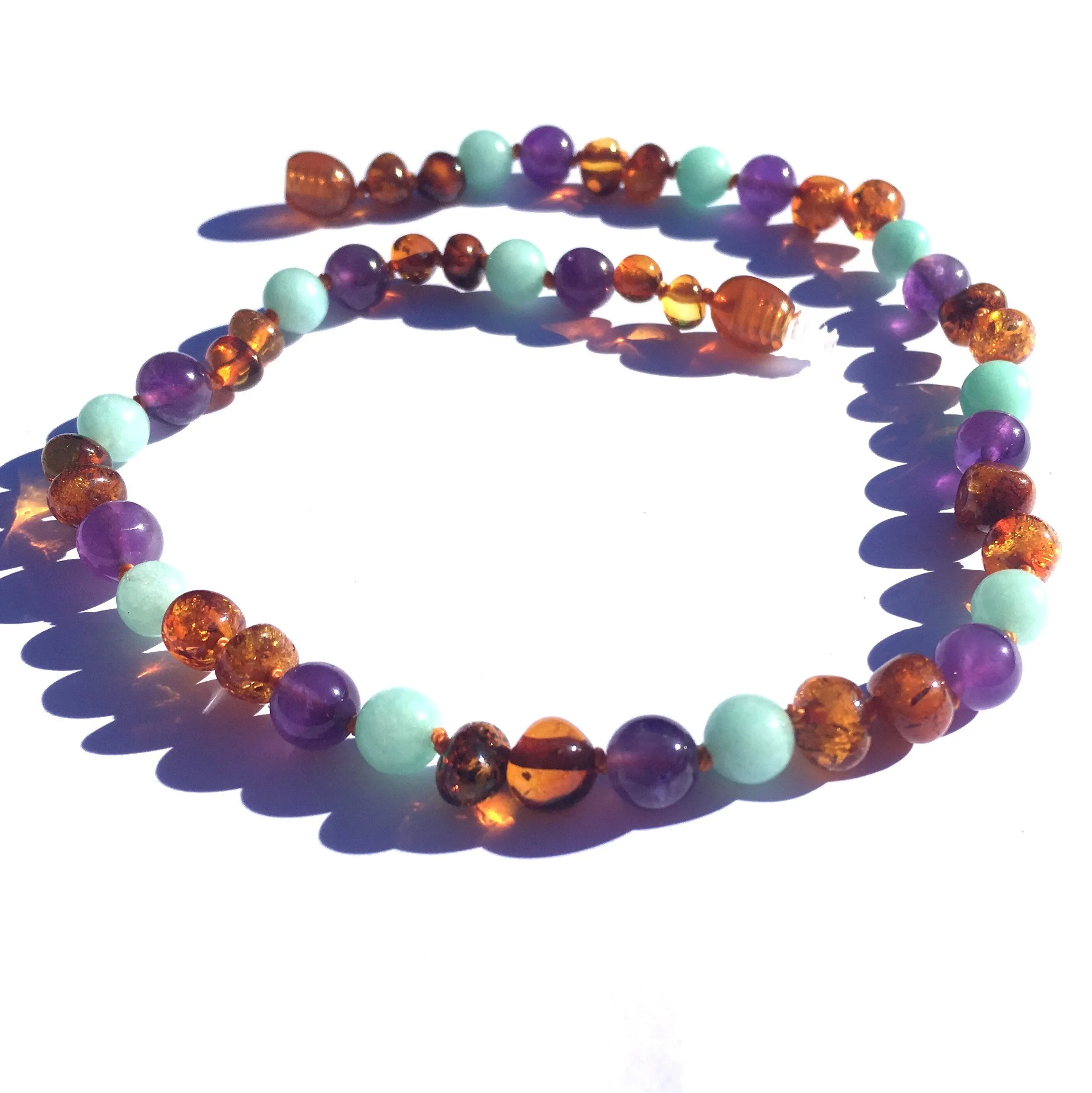 Amber Goose Gemstone & Amber Necklace - Bluebell