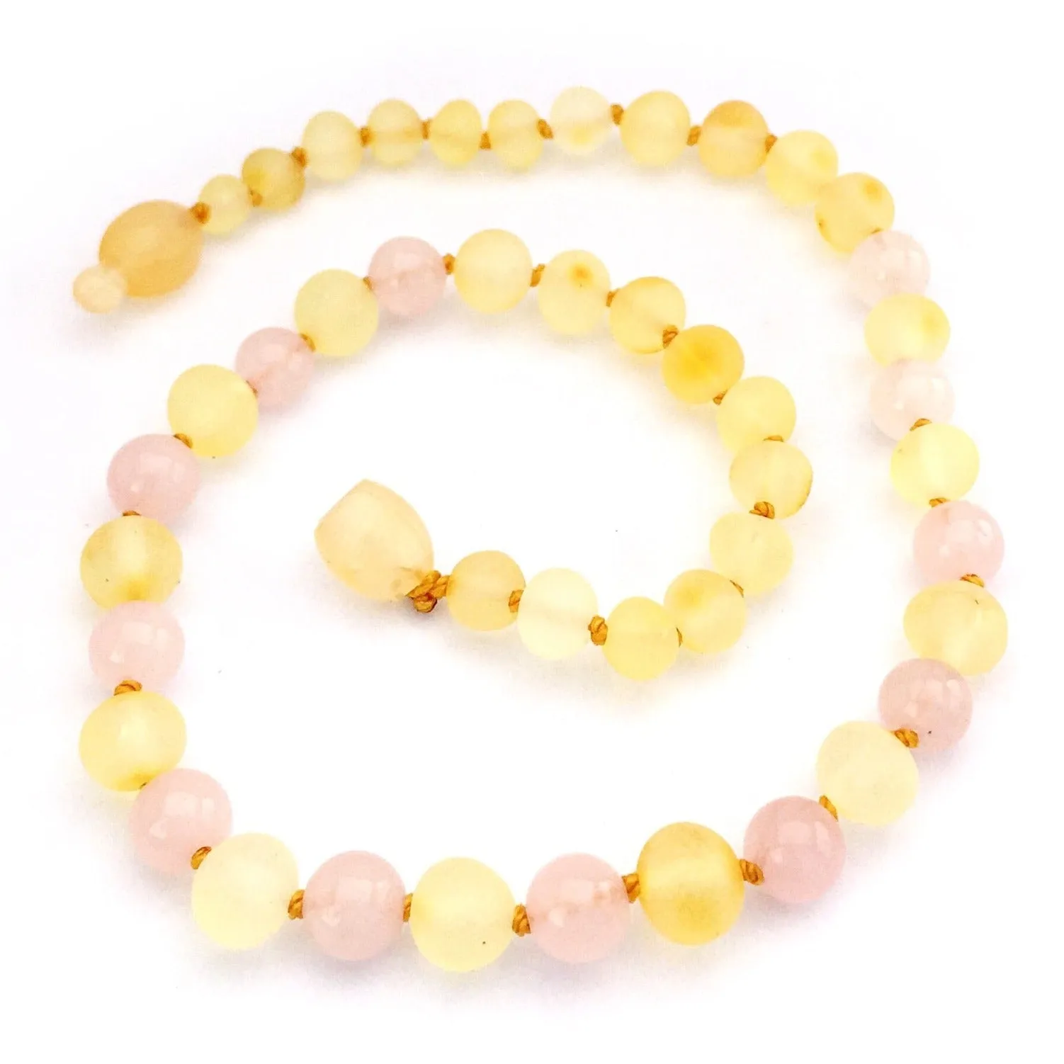 Amber Goose Raw Lemon & Rose Quartz Baby Necklace