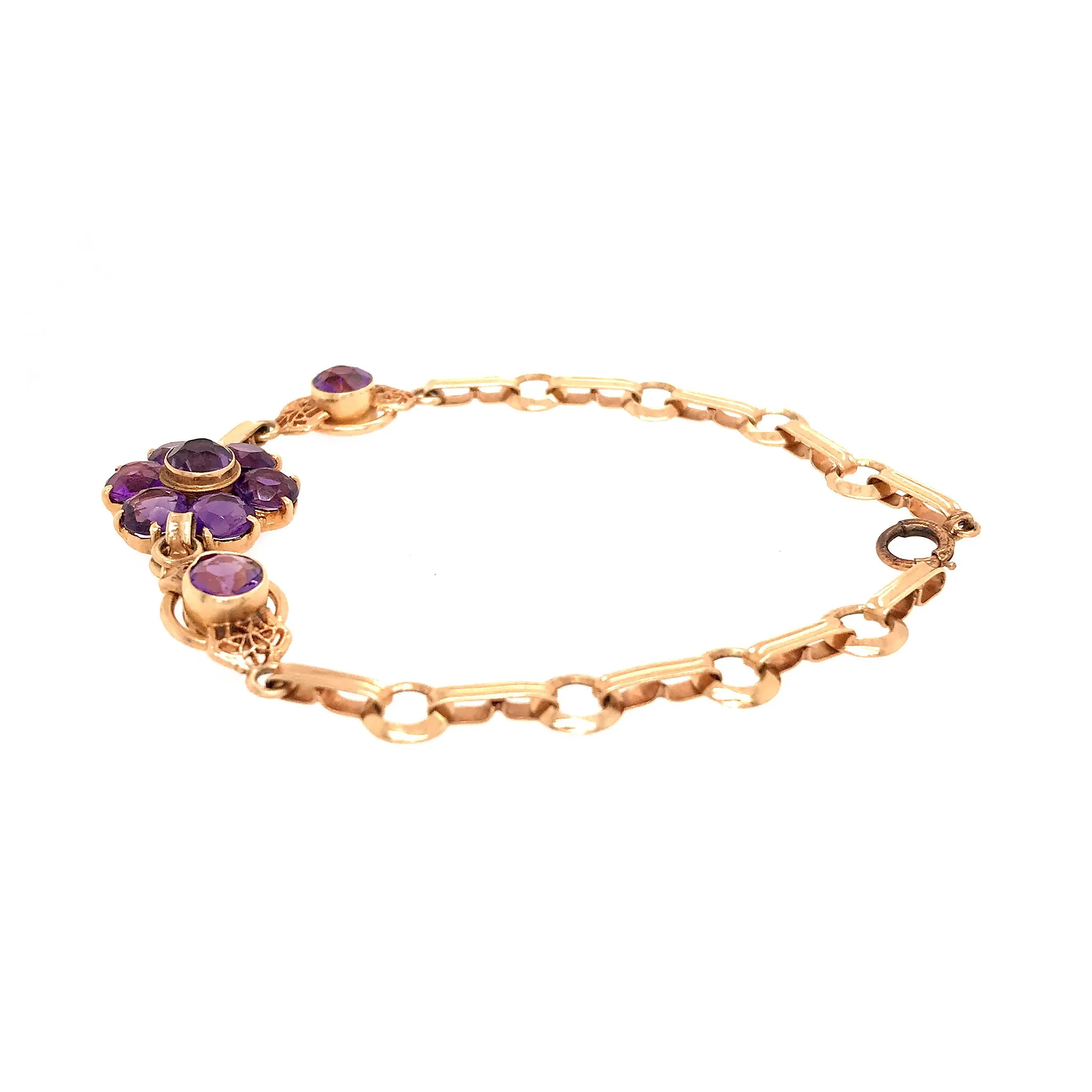 Amethyst Flower Bracelet in 14k Gold