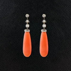 Angel Skin Coral Estate Earrings