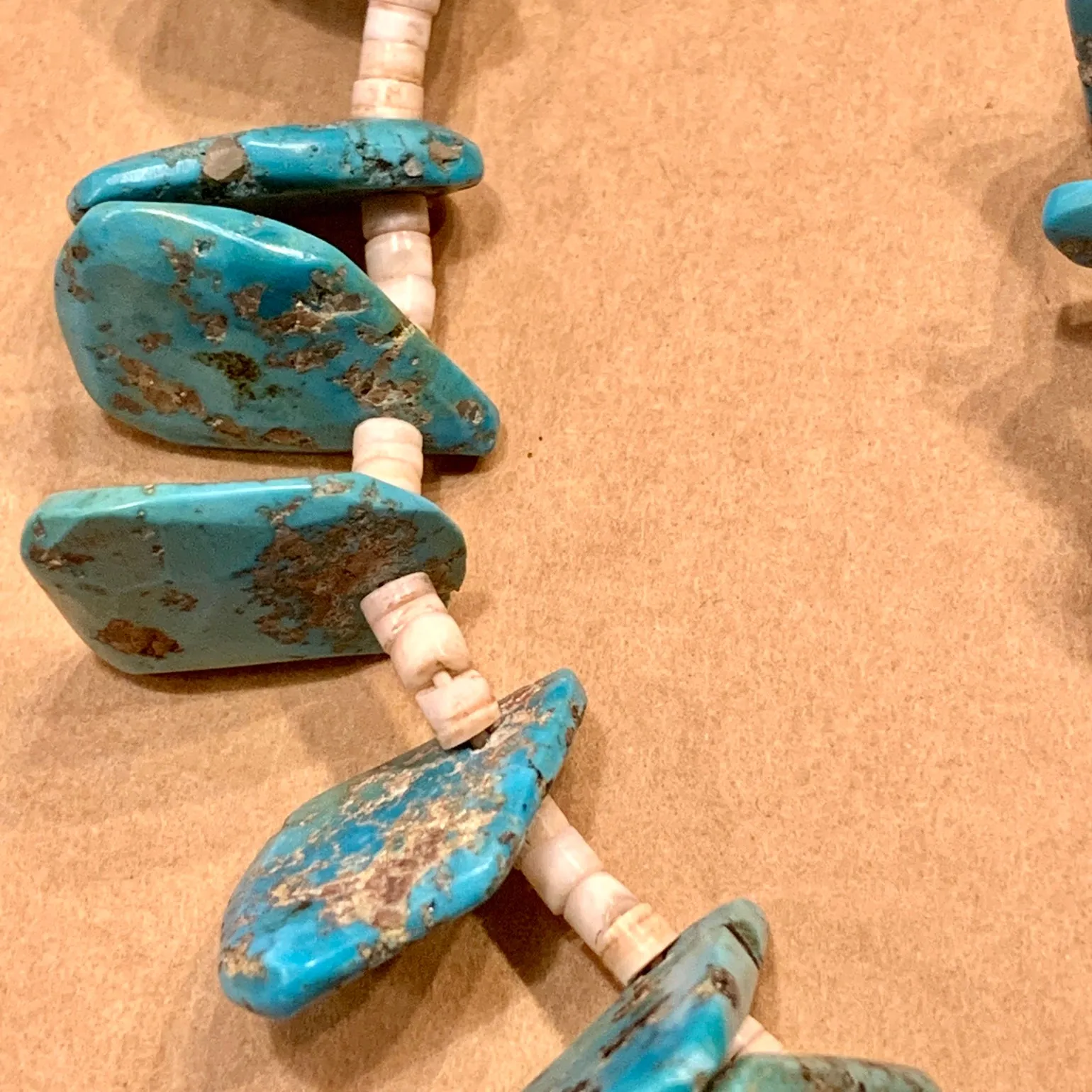 Antique Turquoise and Shell Necklace with Jaclas