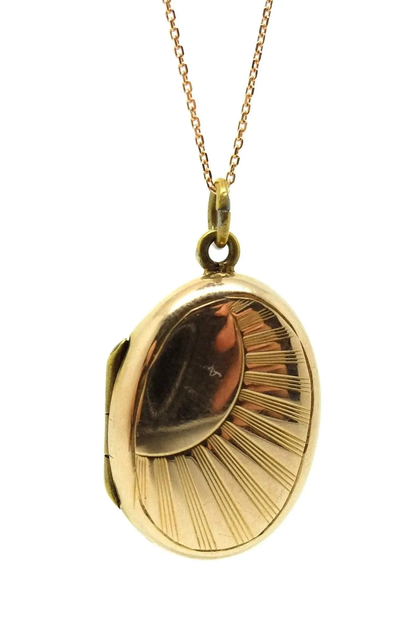 Antique Victorian Oval Gold Sun Ray Locket