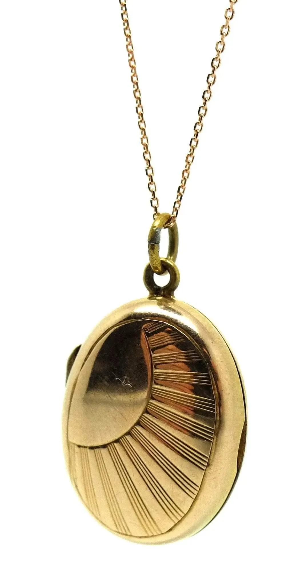 Antique Victorian Oval Gold Sun Ray Locket