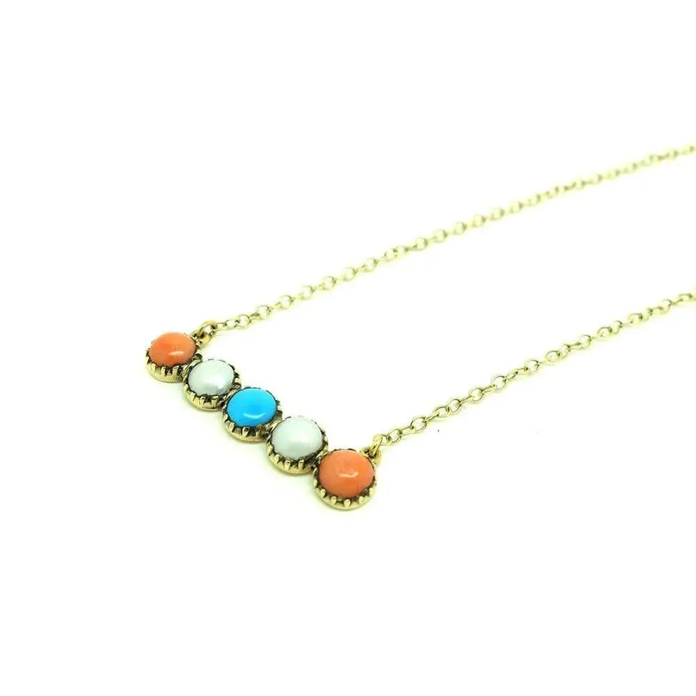 Antique Victorian Turquoise Coral 9ct Gold Necklace