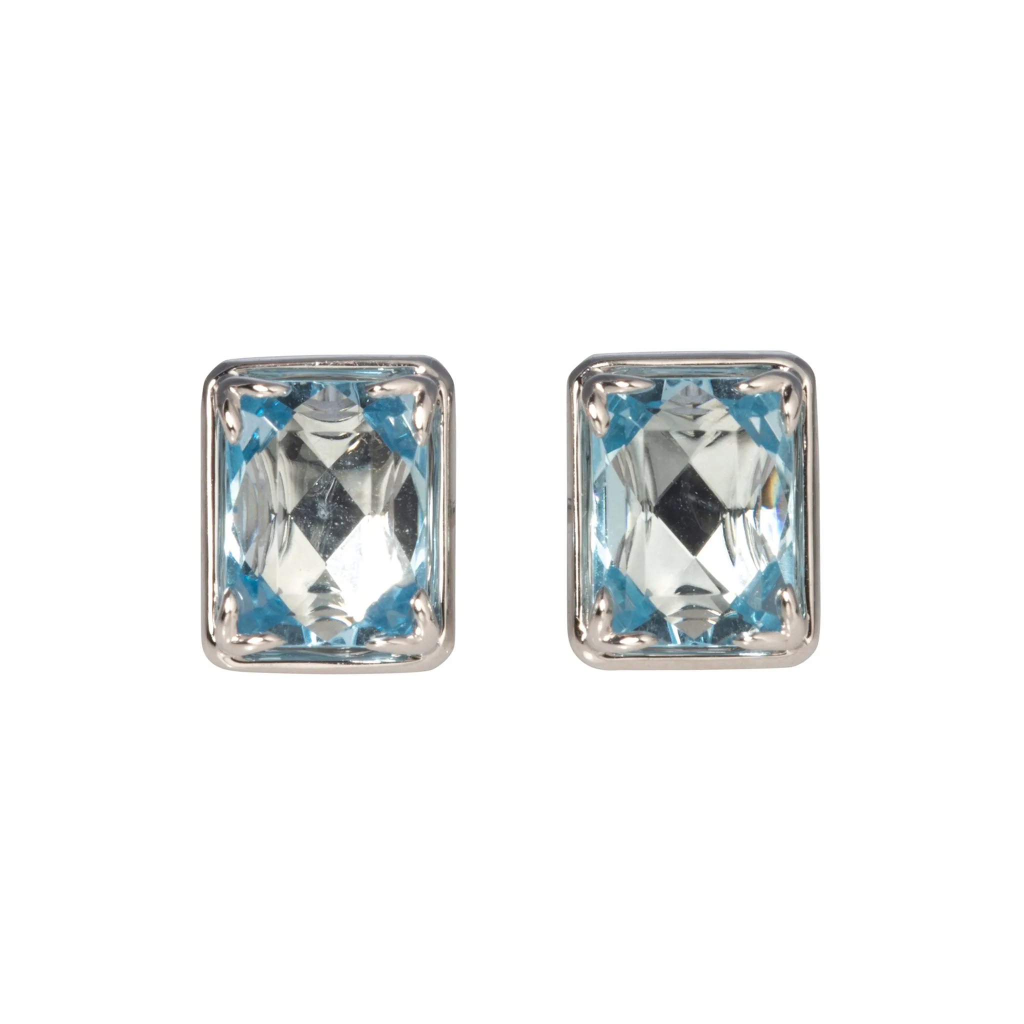 Aquamarine 14K White Gold River Stud Earrings