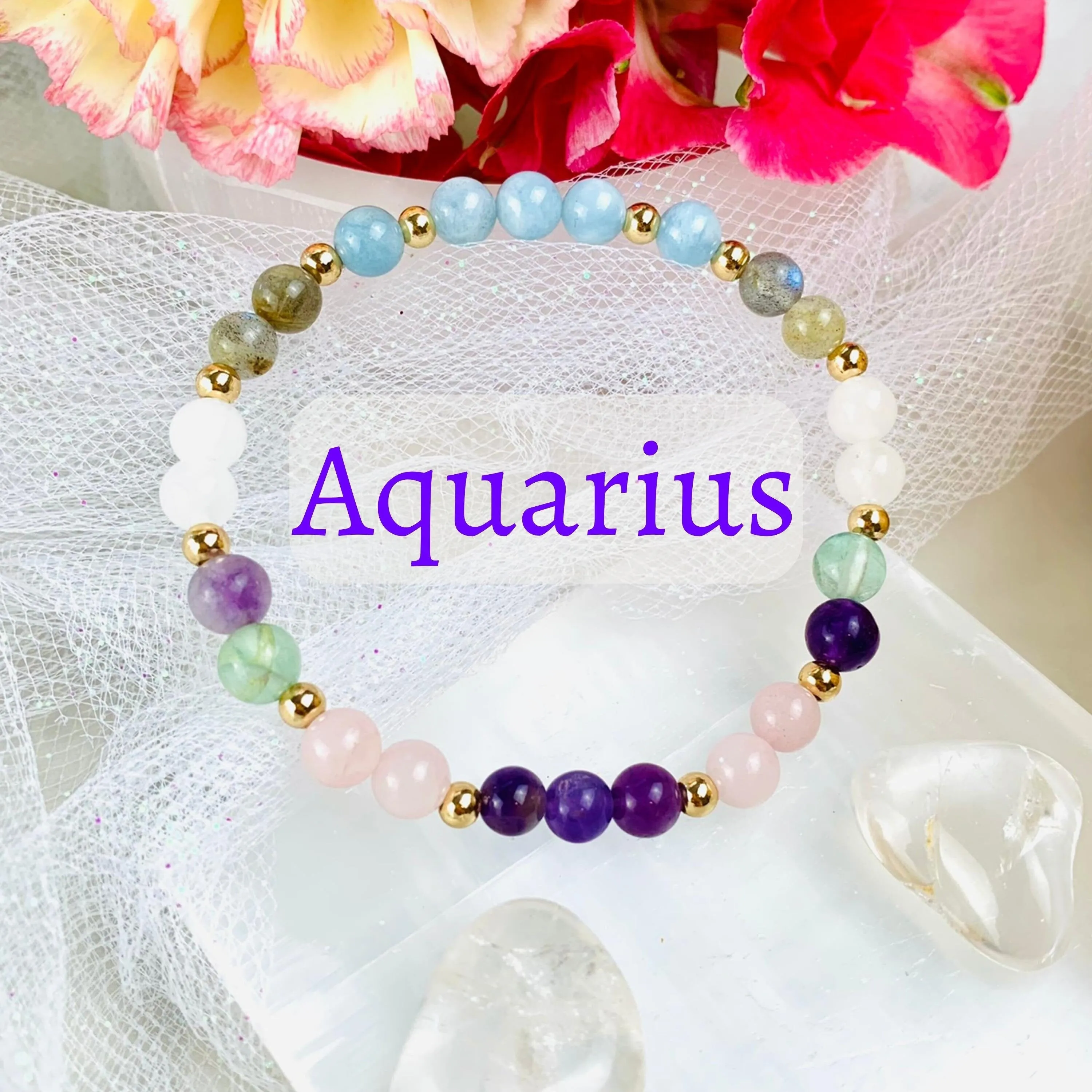 Aquarius Zodiac Crystal Bracelet