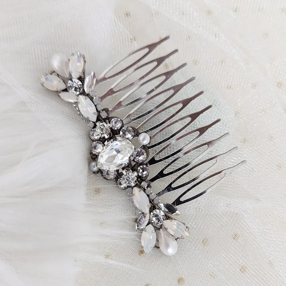 Art Deco Bow Floral Hair Comb