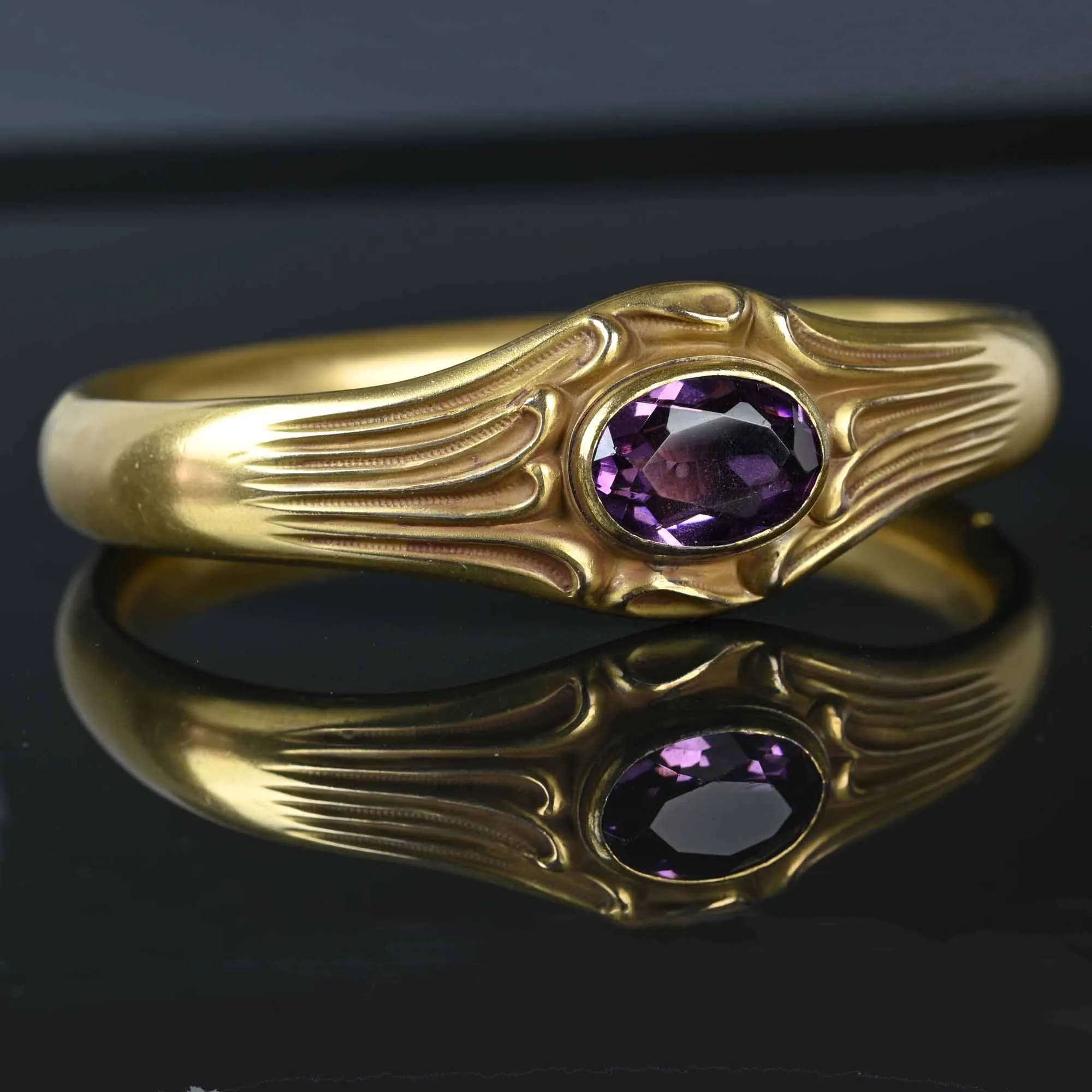 Art Nouveau 14K Gold Fill Simulated Amethyst Bracelet