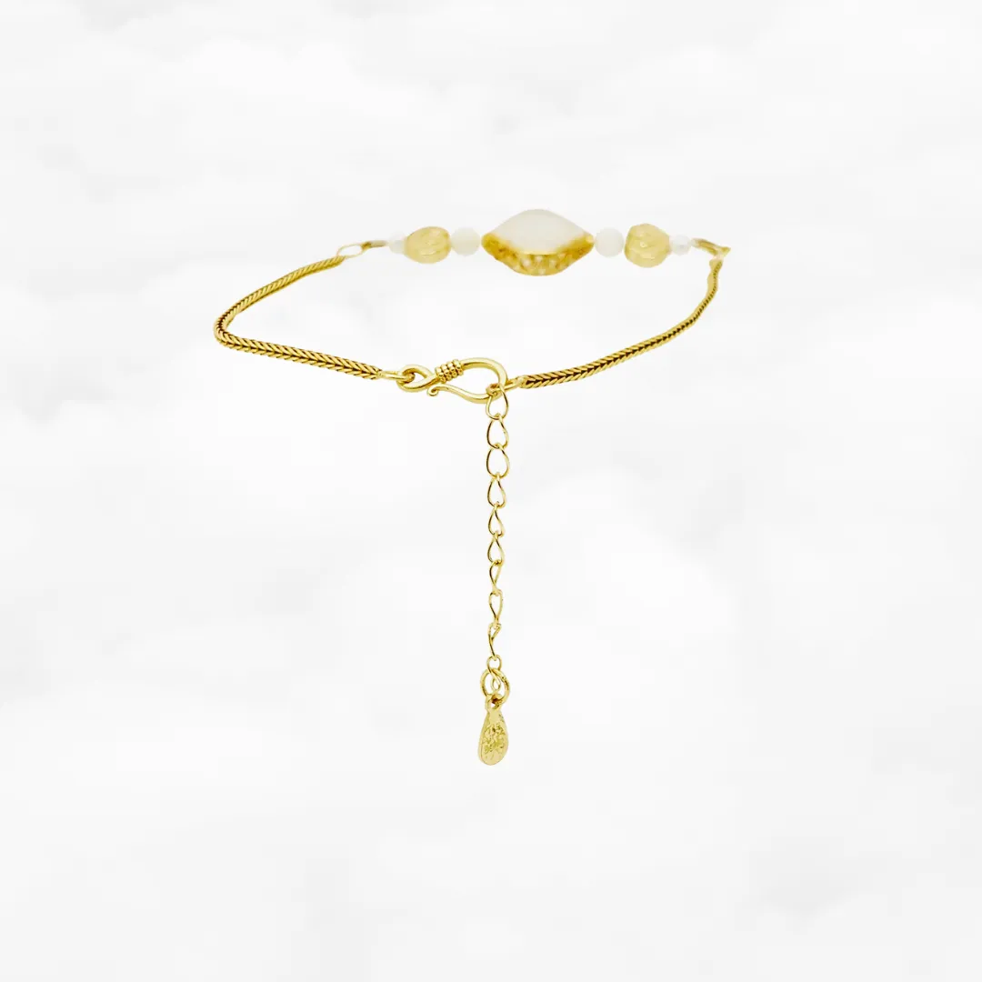 Auspicious White Jade Chain Bracelet Gold