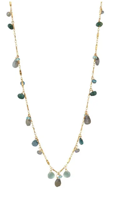 AVF Gold Labradorite, Blue Topaz, Grandidierite & Quartz Necklace (SI6764)