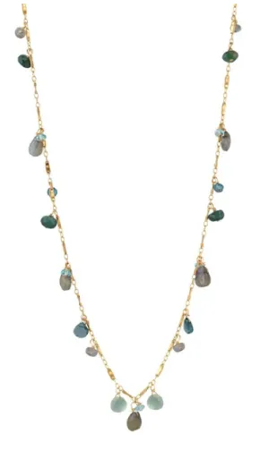 AVF Gold Labradorite, Blue Topaz, Grandidierite & Quartz Necklace (SI6764)