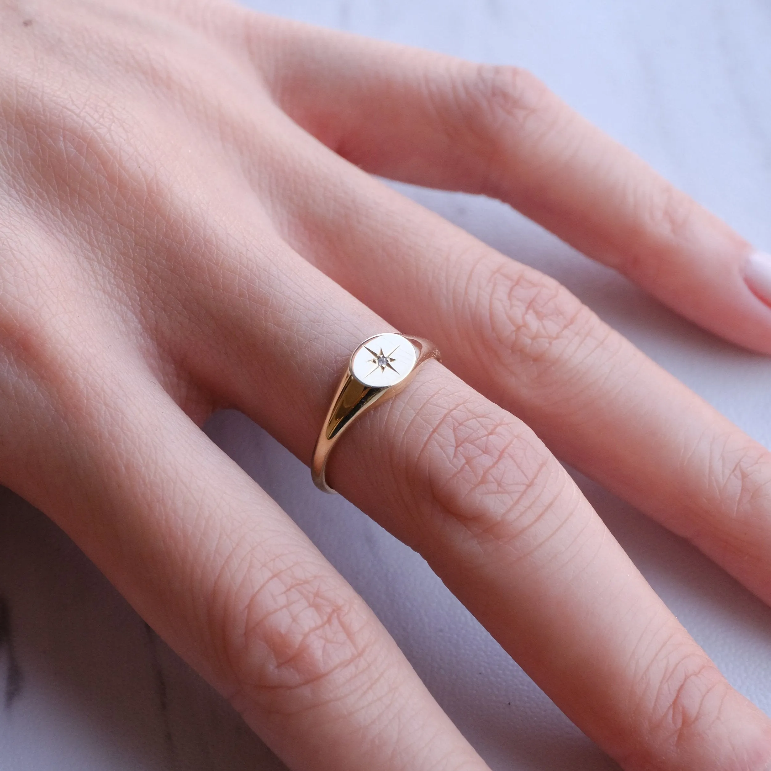 Baby Signet Diamond Ring