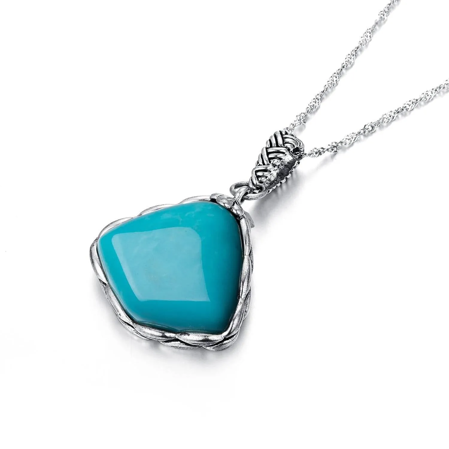 Baikalla™ "Love Turquoise" Sterling Silver Genuine Persian Blue Arizona Turquoise Pendant Necklace