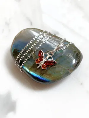 Baltic Amber Butterfly Necklace