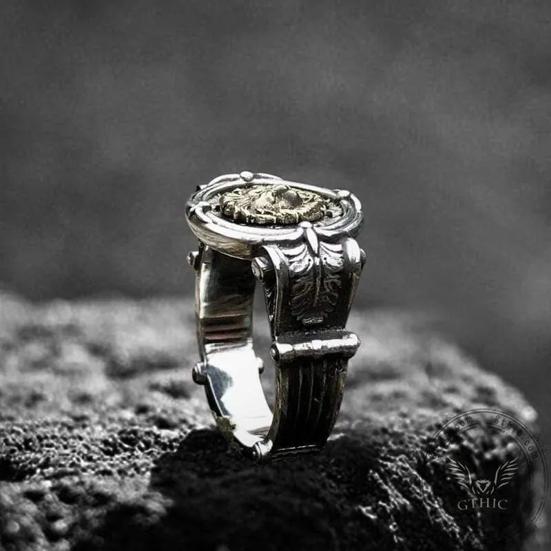 Baroque Lion Sterling Silver Seal Ring