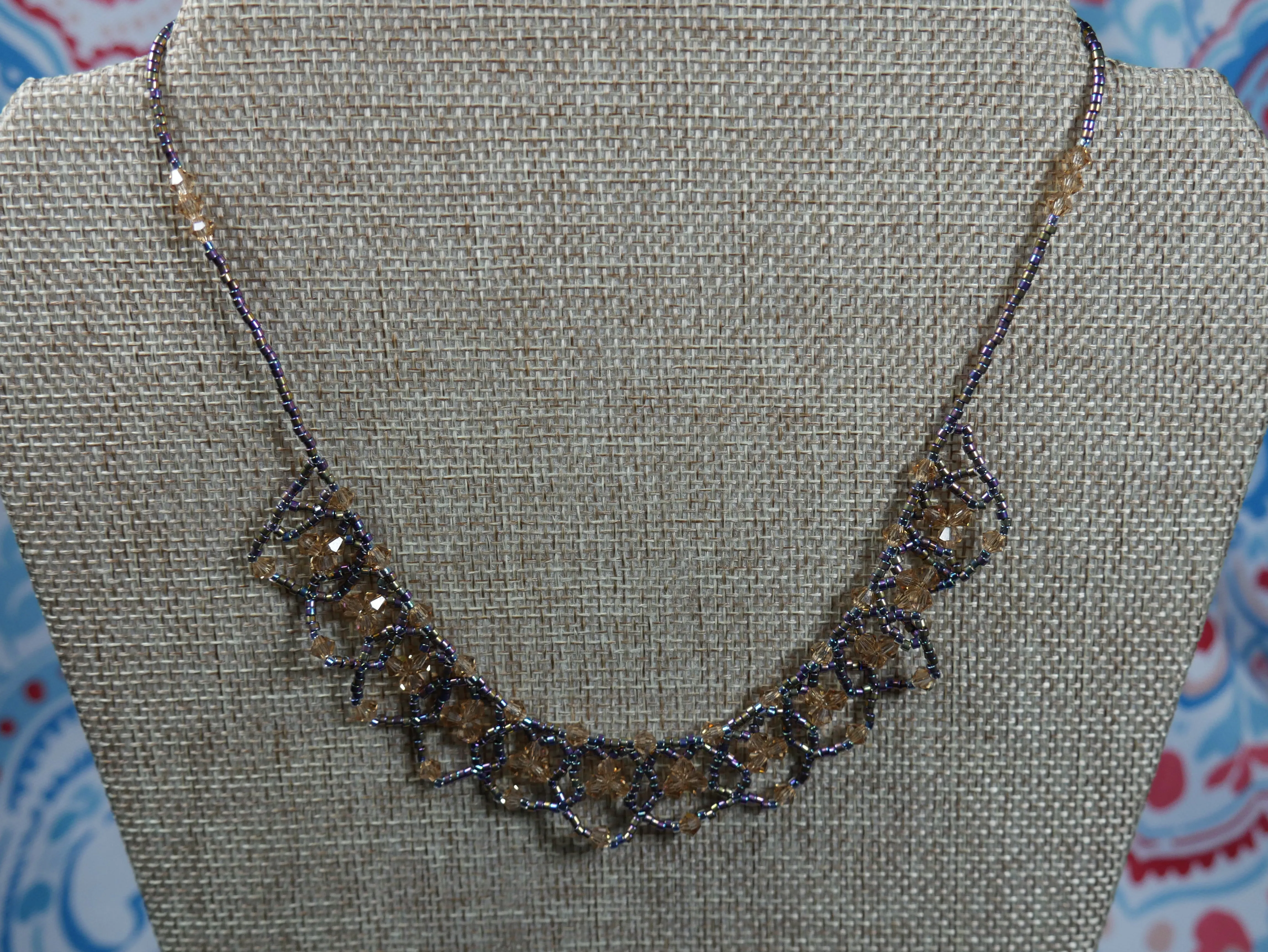 Beaded Tatting Crystal Lace Necklace