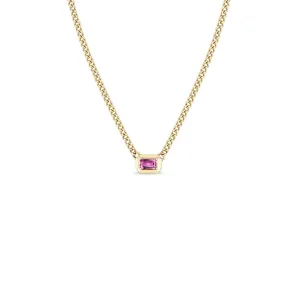 Bezel Set Pink Sapphire Necklace