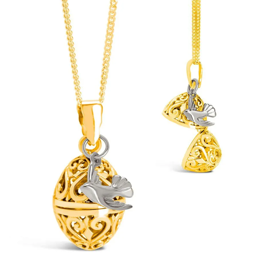 Bird Locket Gold   Secret Message