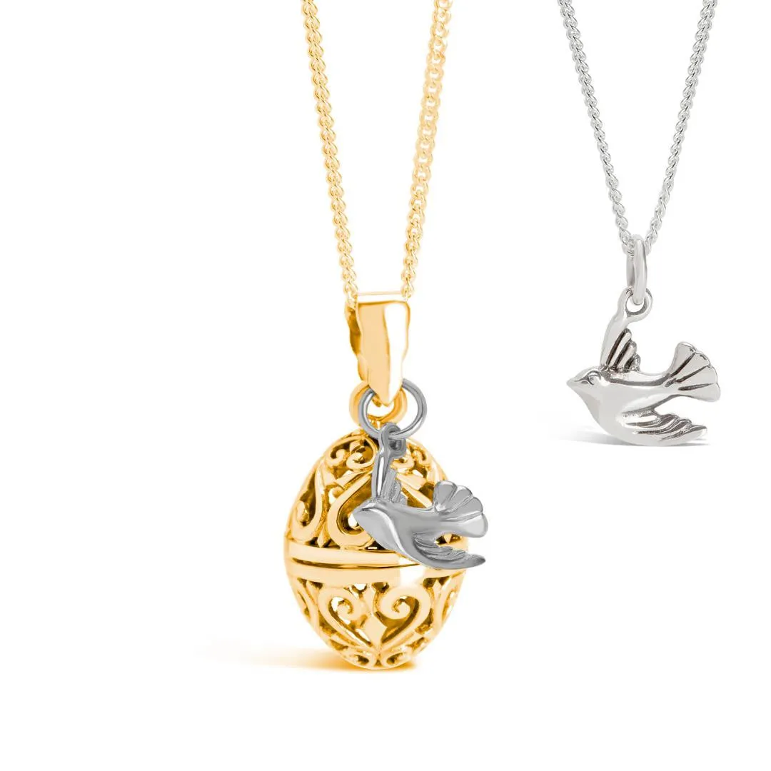 Bird Locket Gold   Secret Message