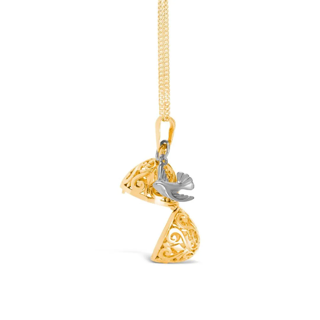 Bird Locket Gold   Secret Message