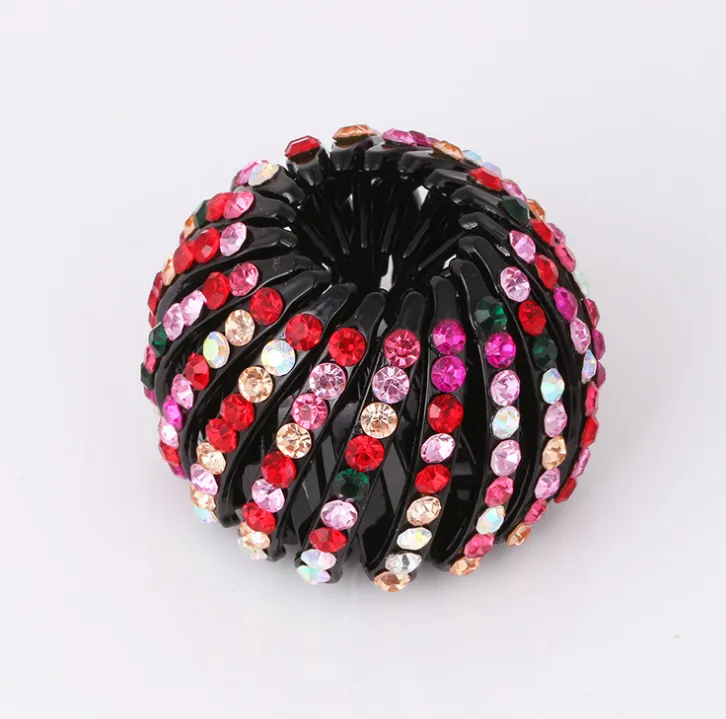 Bird's Nest Hairpin Color Rhinestone Ponytail Ball Hairpin